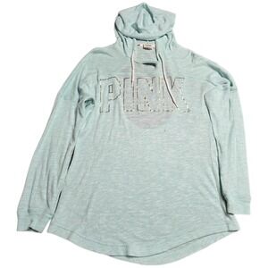 PINK Victoria's Secret Hoodie Sweatshirt Women's Size‎ S Green Cutout Back Logo